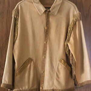 Rugged Hand-Sewn Ladies Fringed Buckskin Jacket